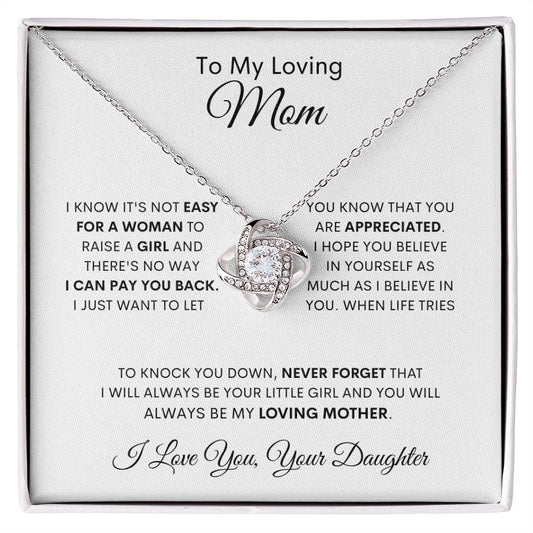Loving Mom | Love Knot Necklace| White MC