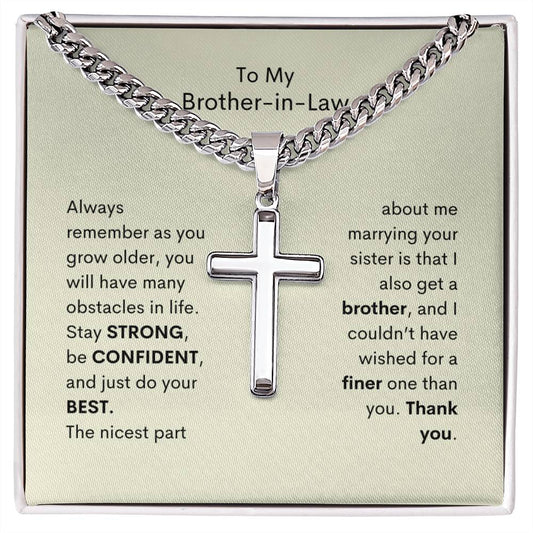 To My Brother-In-Law Cross Necklace | Beige MC