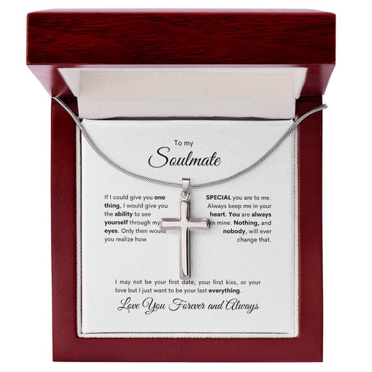 To My Soulmate Stainless Steel Cross Necklace