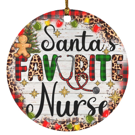 Santa's Favorite Nurse Circle Ornament