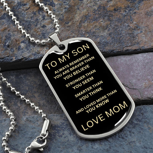 To My Son Dog Tag | Gold Font | Mom