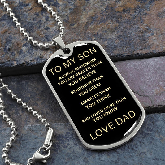 To My Son Dog Tag | Gold Font | Dad