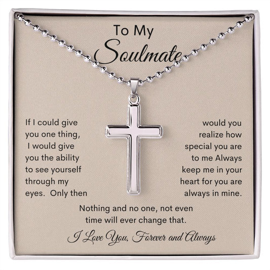 Soulmate | Stainless Cross Necklace | Beige
