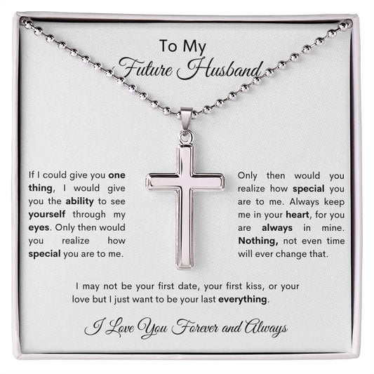 Future Husband | Stainless Cross Necklace | White