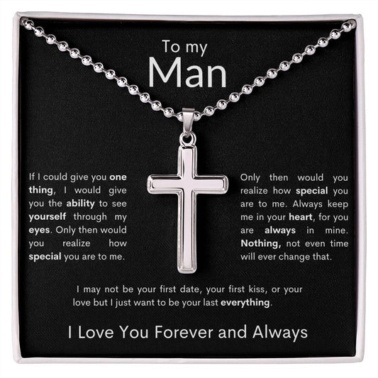My Man | Stainless Cross Necklace | Black
