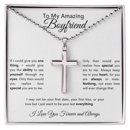 Amazing Boyfriend | Stainless Cross Necklace | White