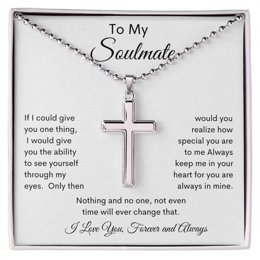 Soulmate | Stainless Cross Necklace | White