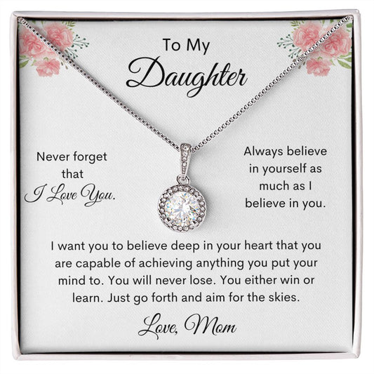 Daughter | Eternal Hope Necklace | Mom | White w Pink Rose MC