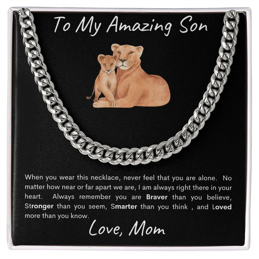 To My Amazing Son Cuban Link Chain - Mom