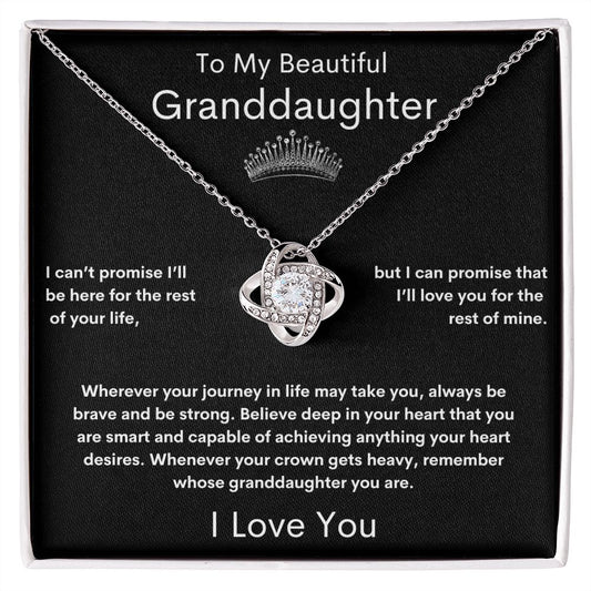 Beautiful Granddaughter | Love Knot Necklace | Black