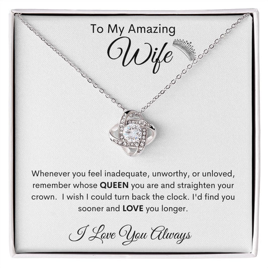 Amazing Wife | Love Knot Necklace | White