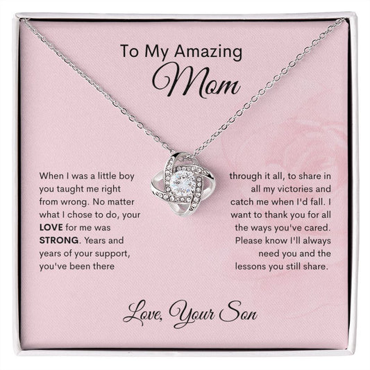 Mom | Love Knot Necklace | Son | Pink