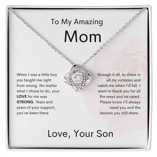 Mom | Love Knot Necklace | Son | Light Pink