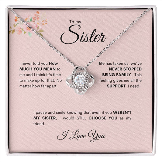 Sister | Love Knot Necklace | Pink