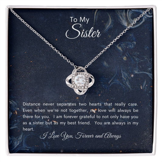 To My Sister | Love Knot Necklace | Navy MC