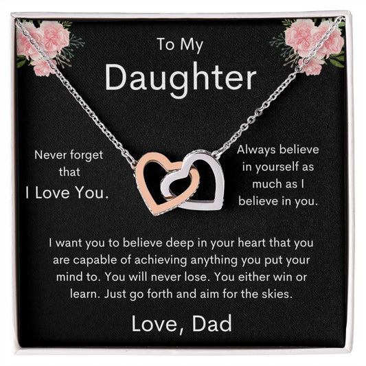 Daughter | Interlocking Hearts Necklace | Dad | Black and Pink MC