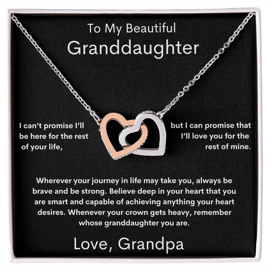 To My Beautiful Granddaughter Interlocking Hearts Necklace - From Grandpa