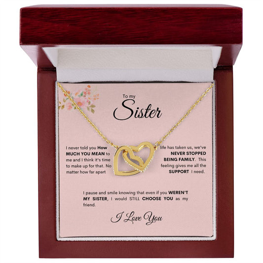 Sister | Interlocking Hearts Necklace | Pink