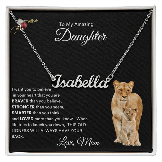 Amazing Daughter | Custom Name Necklace | Mom | Black MC
