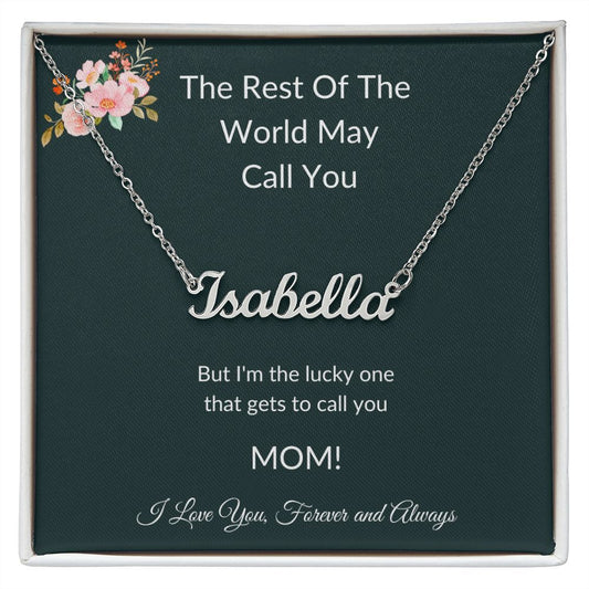 Mom | Custom Name Necklace | Black