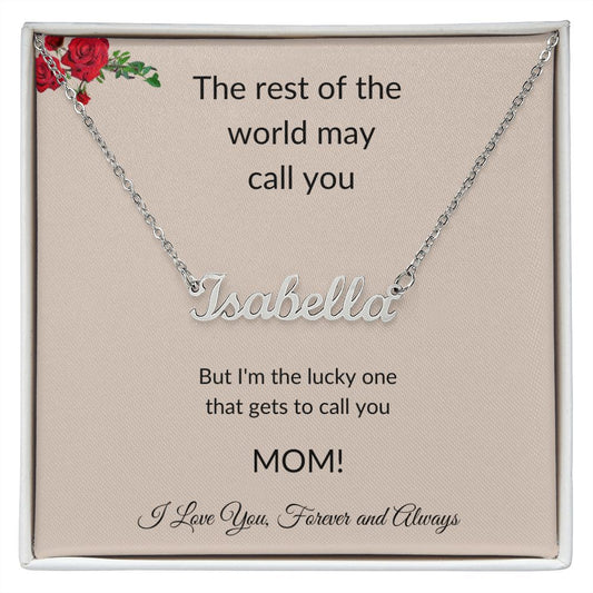 Mom | Custom Name Necklace | Beige