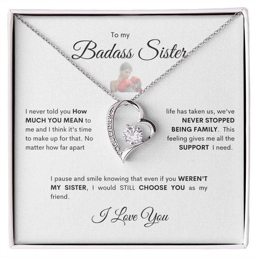 Badass Sister | Forever Love Necklace | white